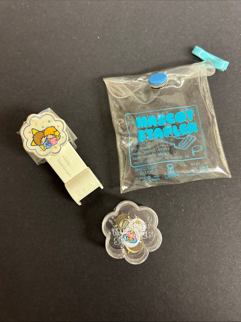 Vintage 1976 Little Twin Stars “Mascot Stapler “ in plastic closing pouch SANRIO